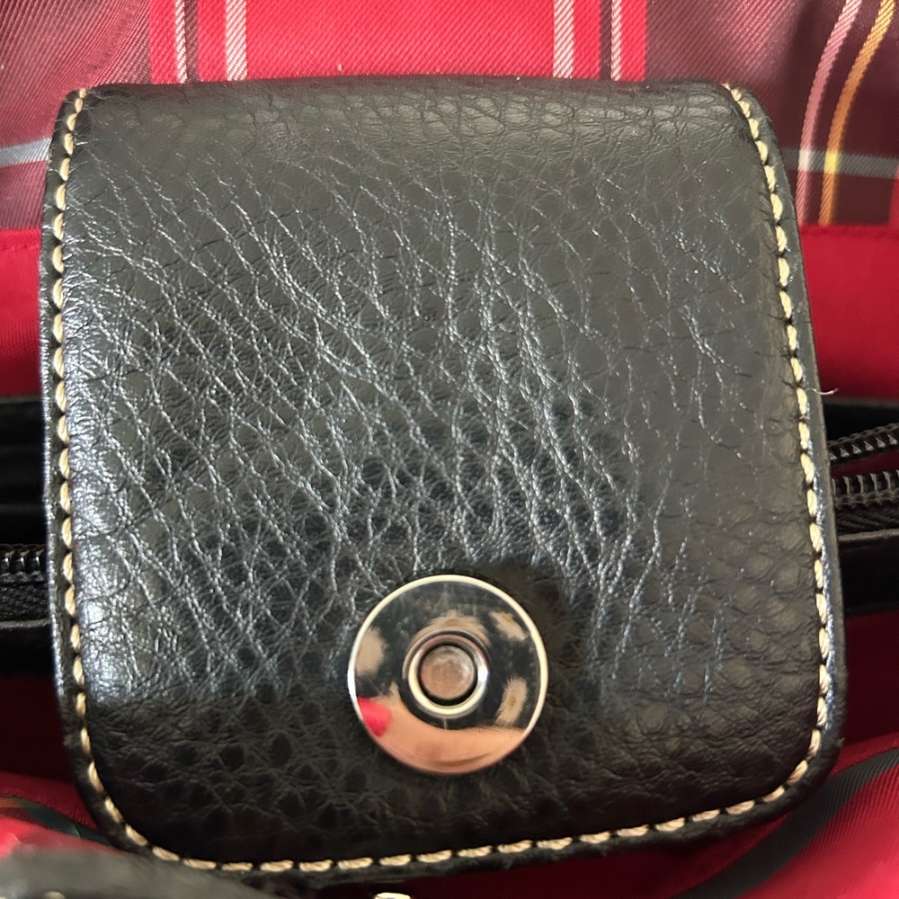 Classic Red Plaid Tote Handbag with Black Trim - Picture 4 of 4